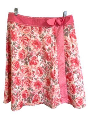 Boden Wrap Circle Skirt Floral Knee Length Lined Pinks Cotton Romantic, size 16L